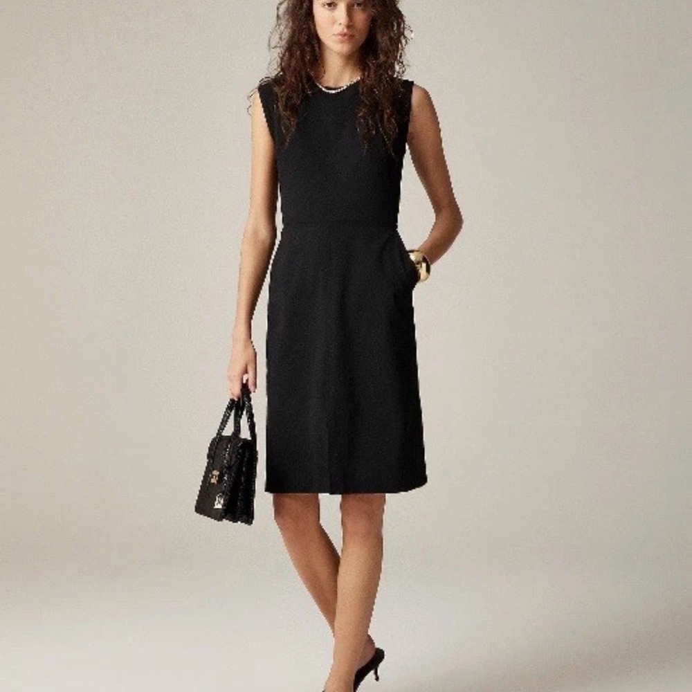 J. Crew Black Sleeveless Midi Sheath Dress
